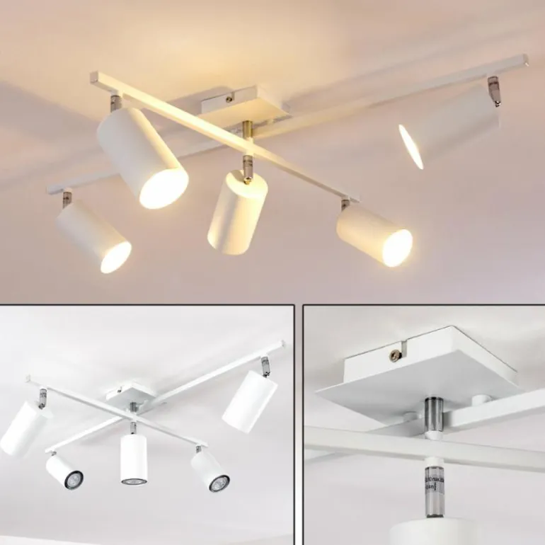 Plafonnier Zuoz Chrome, Blanc, 5 lumières