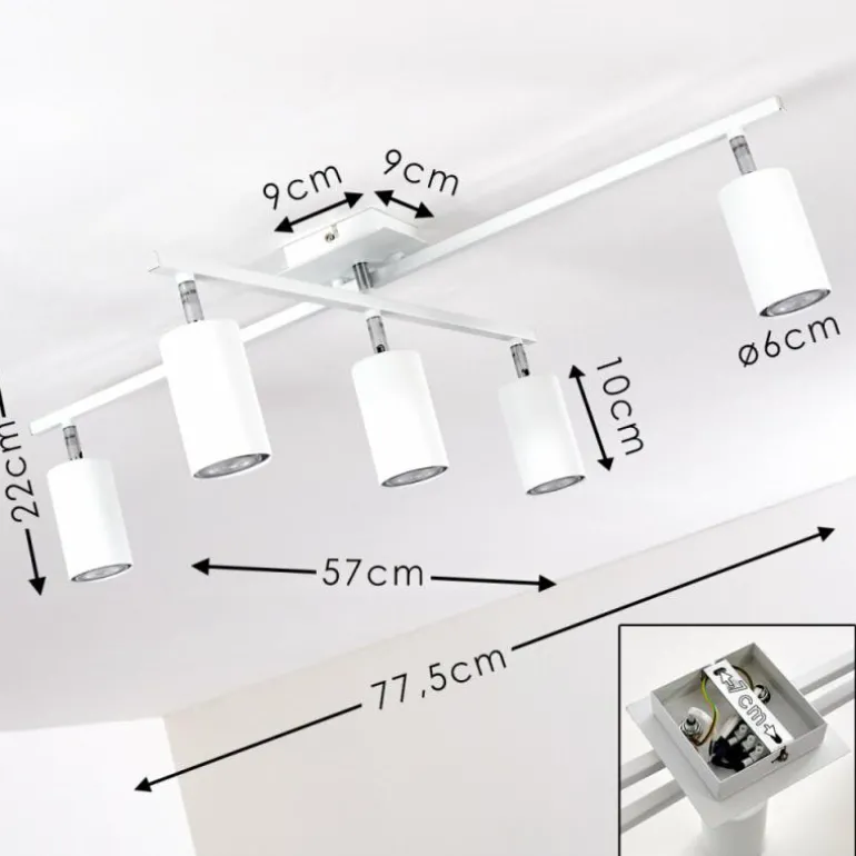 Plafonnier Zuoz Chrome, Blanc, 5 lumières