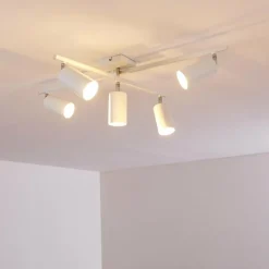 Plafonnier Zuoz Chrome, Blanc, 5 lumières