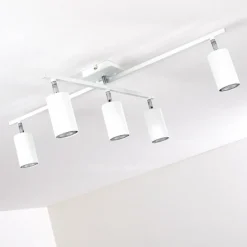 Plafonnier Zuoz Chrome, Blanc, 5 lumières