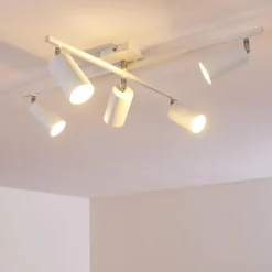 Plafonnier Zuoz Chrome, Blanc, 5 lumières