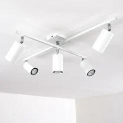 Plafonnier Zuoz Chrome, Blanc, 5 lumières