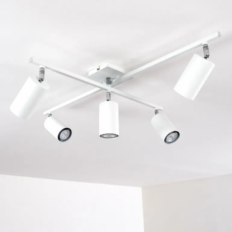 Plafonnier Zuoz Chrome, Blanc, 5 lumières