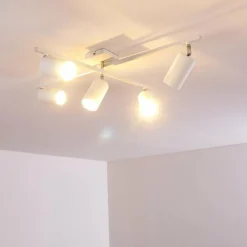 Plafonnier Zuoz Chrome, Blanc, 5 lumières