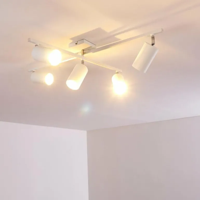 Plafonnier Zuoz Chrome, Blanc, 5 lumières