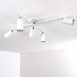 Plafonnier Zuoz Chrome, Blanc, 5 lumières