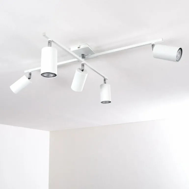 Plafonnier Zuoz Chrome, Blanc, 5 lumières