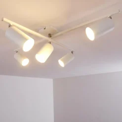 Plafonnier Zuoz Chrome, Blanc, 5 lumières