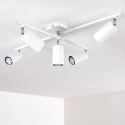 Plafonnier Zuoz Chrome, Blanc, 5 lumières