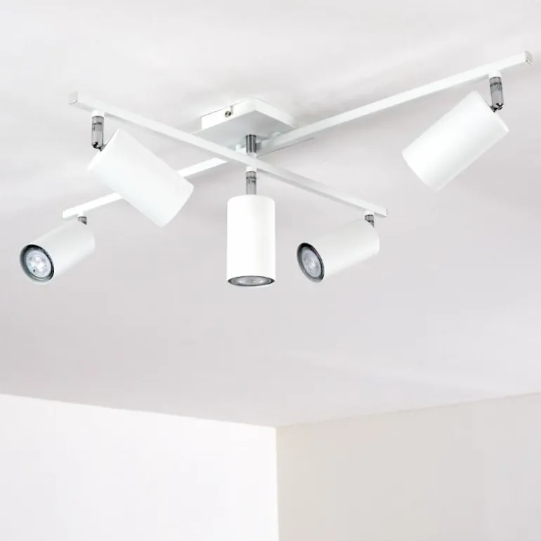 Plafonnier Zuoz Chrome, Blanc, 5 lumières