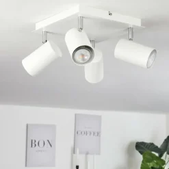 Plafonnier Zuoz Chrome, Blanc, 4 lumières