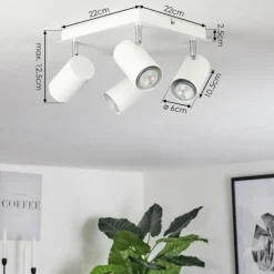 Plafonnier Zuoz Chrome, Blanc, 4 lumières