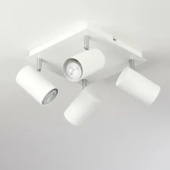 Plafonnier Zuoz Chrome, Blanc, 4 lumières