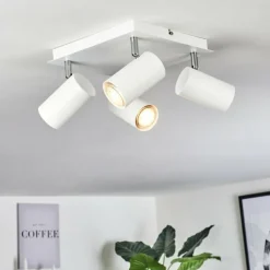 Plafonnier Zuoz Chrome, Blanc, 4 lumières