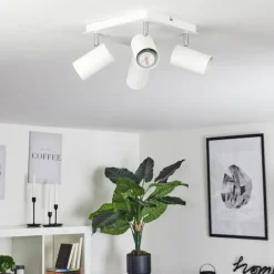 Plafonnier Zuoz Chrome, Blanc, 4 lumières