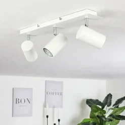 Plafonnier Zuoz Chrome, Blanc, 3 lumières