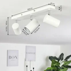 Plafonnier Zuoz Chrome, Blanc, 3 lumières