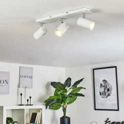 Plafonnier Zuoz Chrome, Blanc, 3 lumières