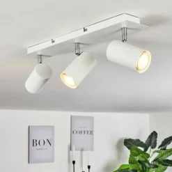 Plafonnier Zuoz Chrome, Blanc, 3 lumières