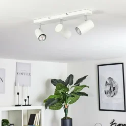 Plafonnier Zuoz Chrome, Blanc, 3 lumières