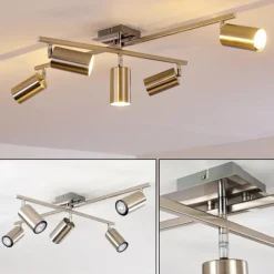 Plafonnier Zuoz Chrome, Nickel mat, 5 lumières