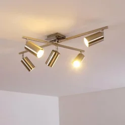 Plafonnier Zuoz Chrome, Nickel mat, 5 lumières