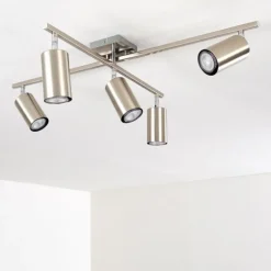 Plafonnier Zuoz Chrome, Nickel mat, 5 lumières