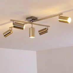 Plafonnier Zuoz Chrome, Nickel mat, 5 lumières