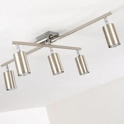 Plafonnier Zuoz Chrome, Nickel mat, 5 lumières