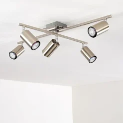 Plafonnier Zuoz Chrome, Nickel mat, 5 lumières