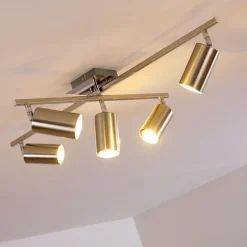 Plafonnier Zuoz Chrome, Nickel mat, 5 lumières