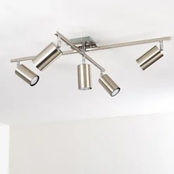 Plafonnier Zuoz Chrome, Nickel mat, 5 lumières