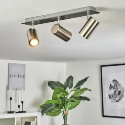 Plafonnier Zuoz Chrome, Nickel mat, 3 lumières