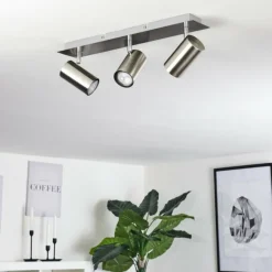 Plafonnier Zuoz Chrome, Nickel mat, 3 lumières