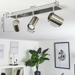 Plafonnier Zuoz Chrome, Nickel mat, 3 lumières