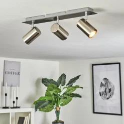 Plafonnier Zuoz Chrome, Nickel mat, 3 lumières