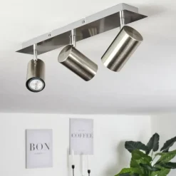 Plafonnier Zuoz Chrome, Nickel mat, 3 lumières