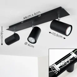 Plafonnier Zuoz Chrome, Noir, 3 lumières