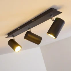 Plafonnier Zuoz Chrome, Noir, 3 lumières