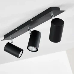 Plafonnier Zuoz Chrome, Noir, 3 lumières