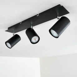 Plafonnier Zuoz Chrome, Noir, 3 lumières