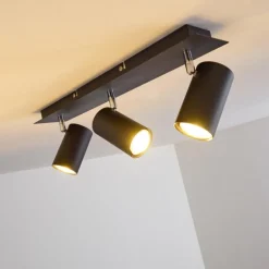 Plafonnier Zuoz Chrome, Noir, 3 lumières