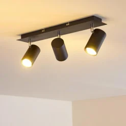 Plafonnier Zuoz Chrome, Noir, 3 lumières