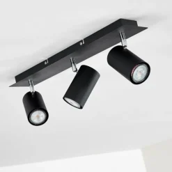 Plafonnier Zuoz Chrome, Noir, 3 lumières