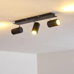 Plafonnier Zuoz Chrome, Noir, 3 lumières