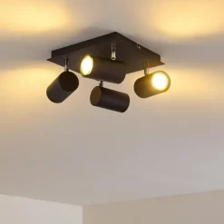 Plafonnier Zuoz Chrome, Noir, 4 lumières