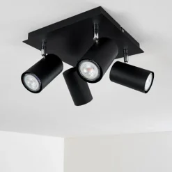 Plafonnier Zuoz Chrome, Noir, 4 lumières