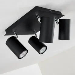 Plafonnier Zuoz Chrome, Noir, 4 lumières