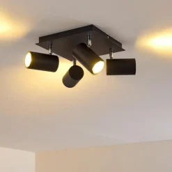 Plafonnier Zuoz Chrome, Noir, 4 lumières