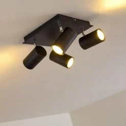 Plafonnier Zuoz Chrome, Noir, 4 lumières